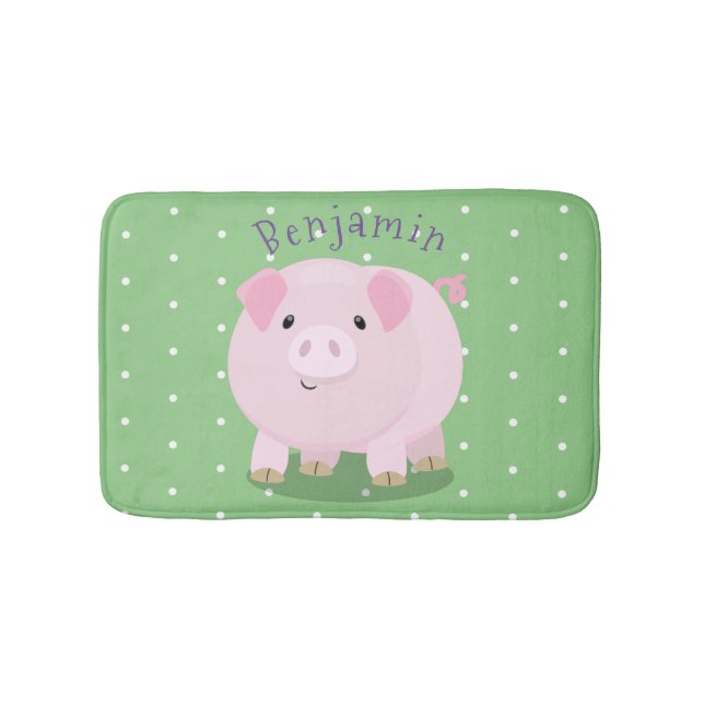 Tapis De Bain Caricature de porc mignon rose pot vendue (Devant)