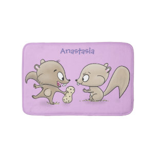 Tapis De Bain Caricature d'écureuils marrants