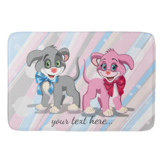 Tapis De Bain Caricature des chiots du nez du coeur