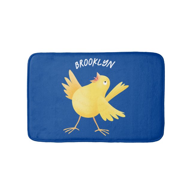 Tapis De Bain Caricature d'oiseau canari jaune chantant mignon (Devant)