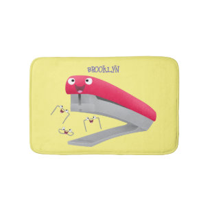Tapis De Bain Caricature en agrafeuse rouge pâle
