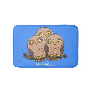Tapis De Bain Caricature en trio de chouette