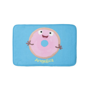 Tapis De Bain Caricature joli beignet rose vitré