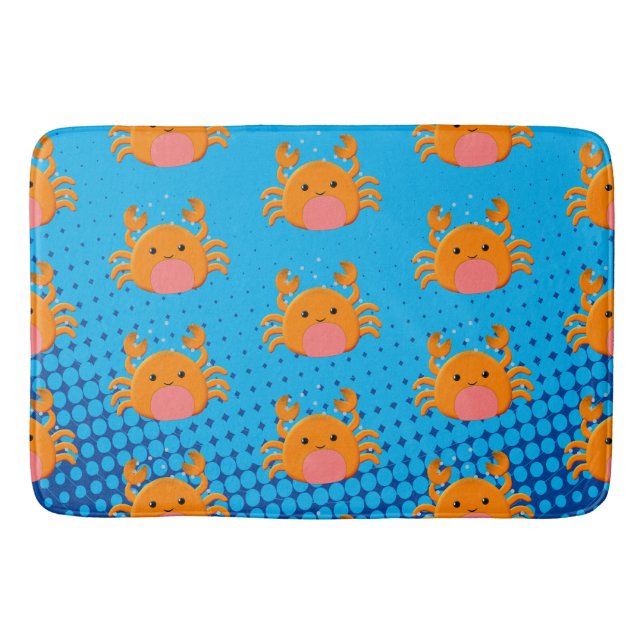 Tapis De Bain Caricature mignonne Crabe Bébé Bleu Océan (Devant)