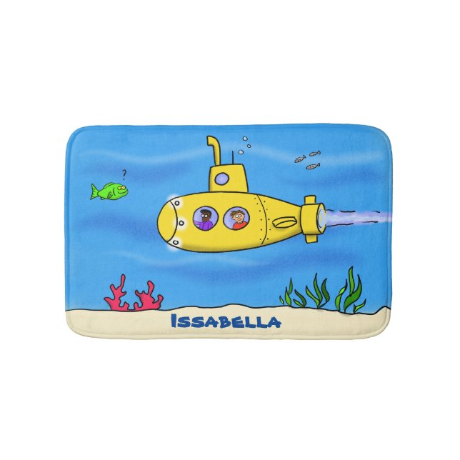 Tapis De Bain Caricature sous-marine joyeuse (Devant)