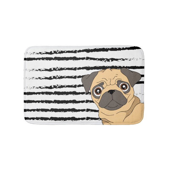 Tapis De Bain Carlin rayé noir blanc (Devant)