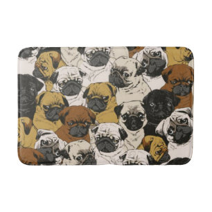 Tapis De Bain Carlins Grumpy / Drôle mignon Chiens Carlin Chiens