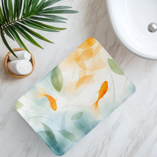 Tapis De Bain Carpes Koï Sérénité à l'Aquarelle Abstraite