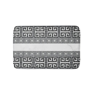 Tapis De Bain Carreaux brisés grecs mosaïque marbre noir