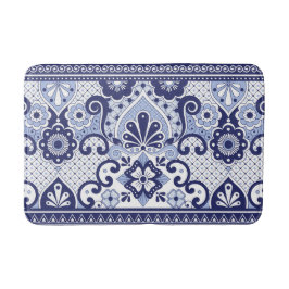 Tapis De Bain Carrelage d'art populaire mexicain Talavera bleu e