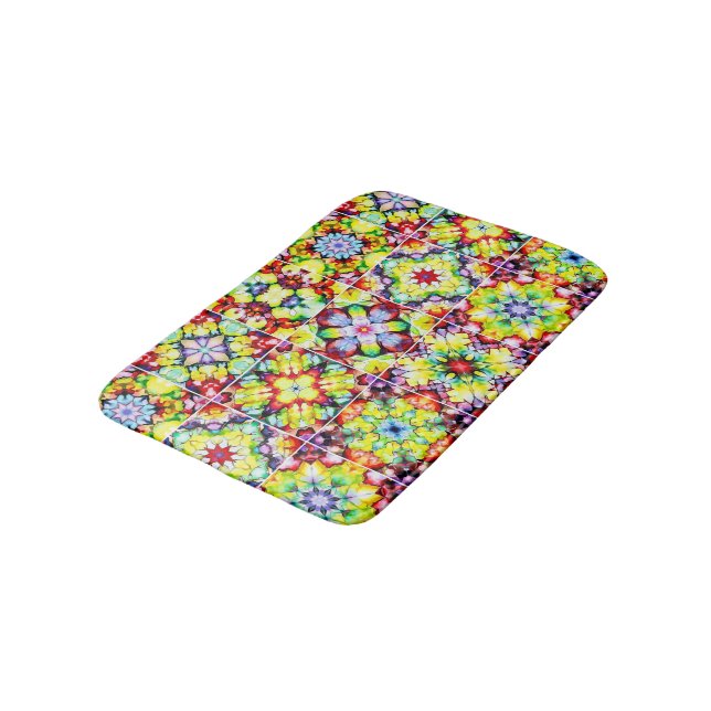 Tapis De Bain Carrelage méditerranéen, Carreaux d'encre d'alcool (Angle)