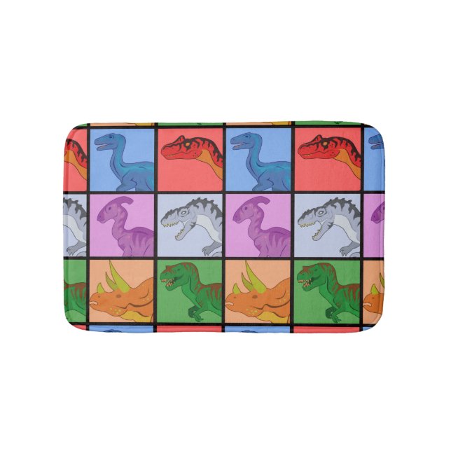 Tapis De Bain Carrés dinosaures (Devant)