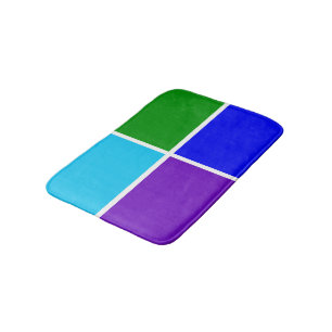 Tapis De Bain Carrés Peacock Bleu, Vert et Violet
