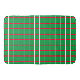 Tapis De Bain Carrés verts avec matelas de bain rouge et blanc