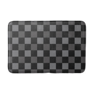 Tapis De Bain Carrés Vichy Noir et Gris à Damier