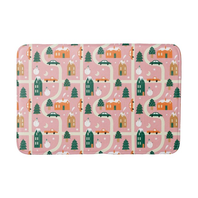 Tapis De Bain Carte des vacances de Noël Motif (Devant)