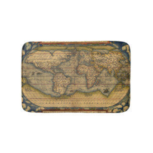 Tapis De Bain Carte du monde d'Ortelius 1570 : Cartographie anti
