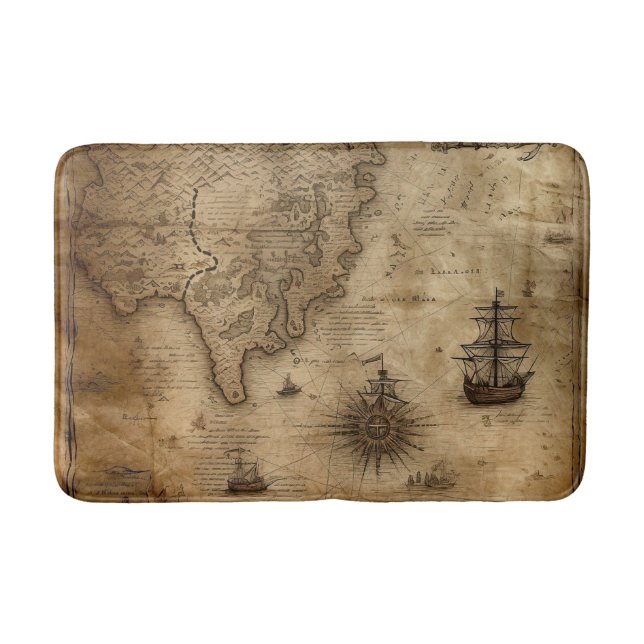 Tapis De Bain Carte du trésor nautique (Devant)