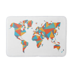Tapis De Bain Carte géométrique abstraite du monde