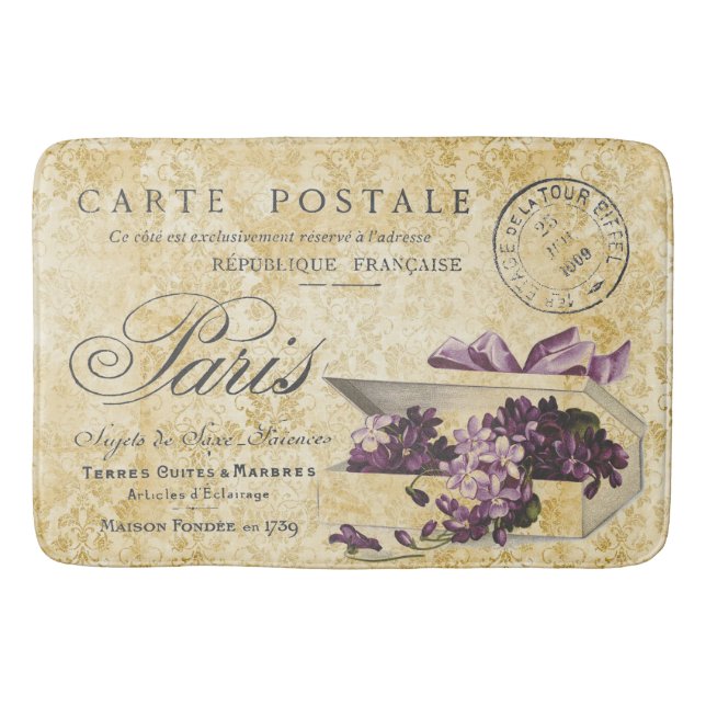 Tapis De Bain Carte Postale Paris Lilacs (Devant)