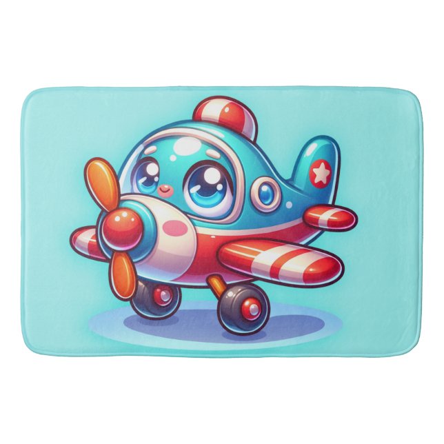 Tapis De Bain Carton avion bleu | (Devant)
