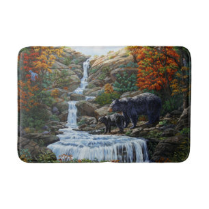 Tapis De Bain Cascade Mère et Cube Ours Noir