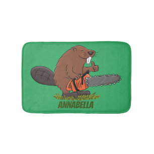 Tapis De Bain Castor drôle avec humour de dessin animé de tronço