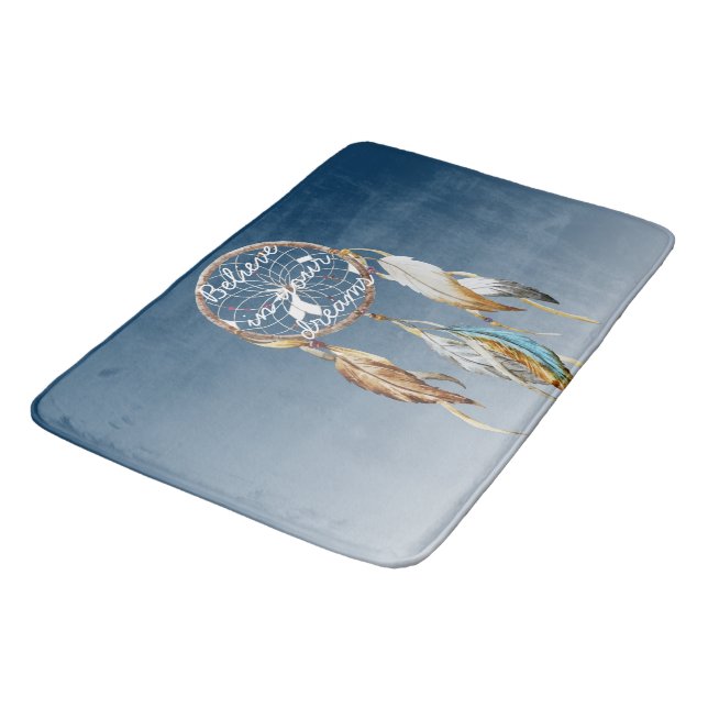 Tapis De Bain Catcher de rêve bleu Brown Turquoise (Angle)