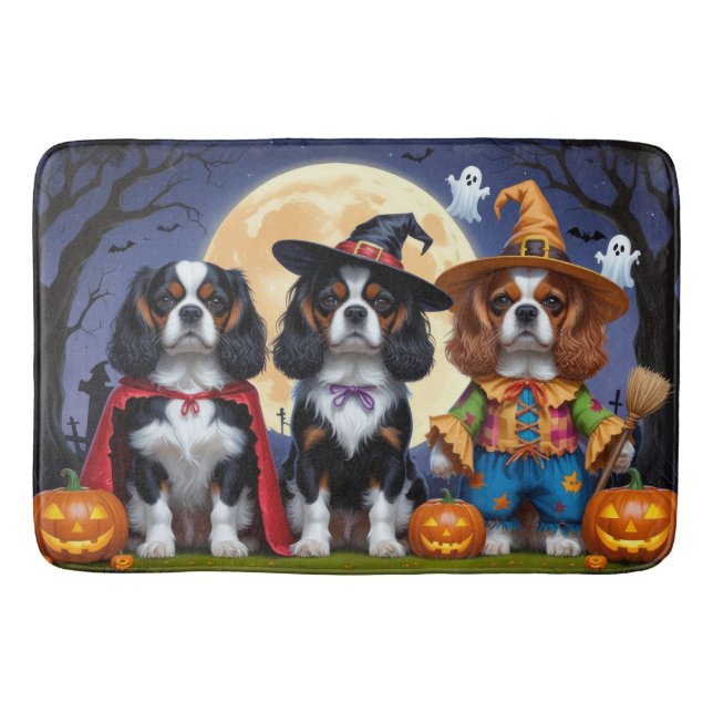 Tapis De Bain Cavalier King Charles Spaniel Citrouille Halloween (Devant)