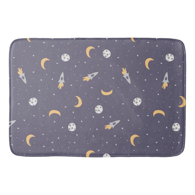 Tapis De Bain Céleste Rocket Moon Stars Planet Motif (Devant)