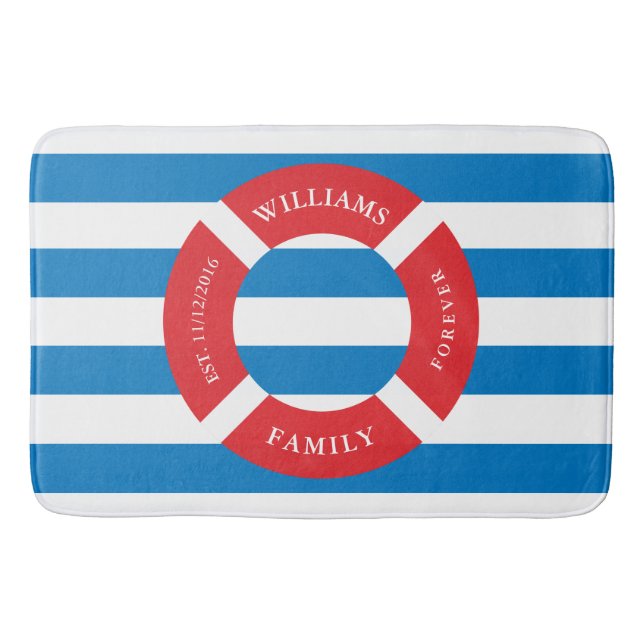 Tapis De Bain Cercle Nautique Monogramme Grand Mat Bain (Devant)