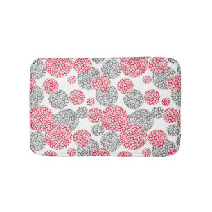 Tapis De Bain Cercles avec imprimé léopard gris et rouge