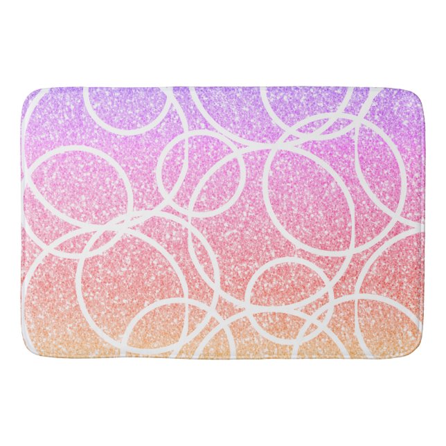 Tapis De Bain Cercles blancs géométriques Parties scintillant ar (Devant)