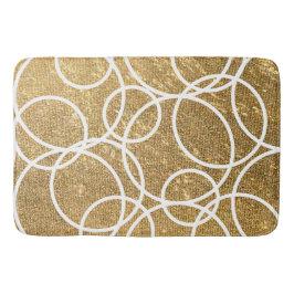 Tapis De Bain Cercles blancs géométriques Parties scintillant or