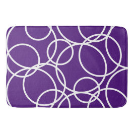 Tapis De Bain Cercles blancs géométriques violet moderne Abstrai