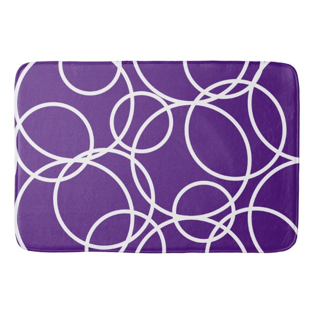 Tapis De Bain Cercles blancs géométriques violet moderne Abstrai (Devant)
