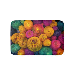 Tapis De Bain Cercles concentriques multicolores texture abstrai