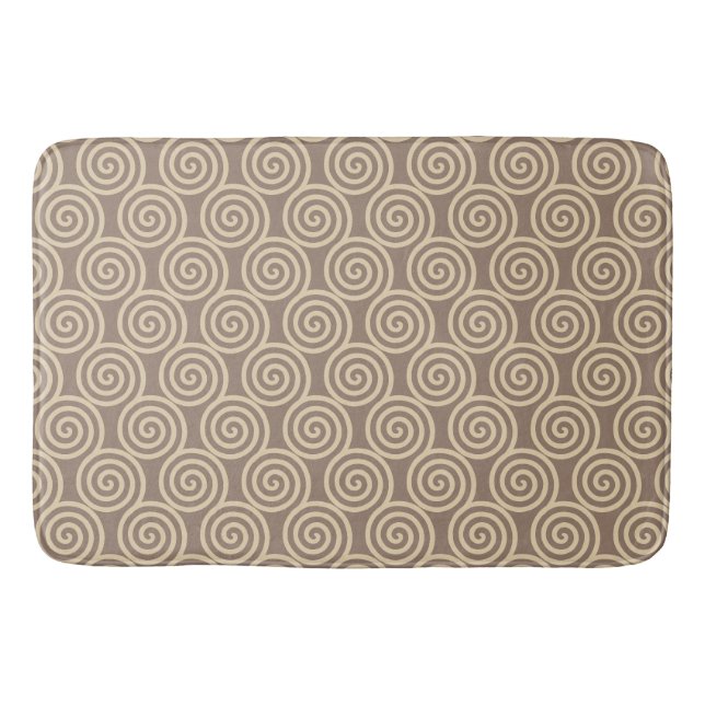 Tapis De Bain Cercles de spirale abstraits sur fond beige (Devant)