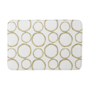 Tapis De Bain Cercles dorés sur fond blanc moderne