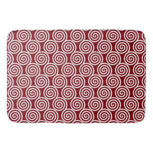Tapis De Bain Cercles en spirale abstraits en Bourgogne et blanc
