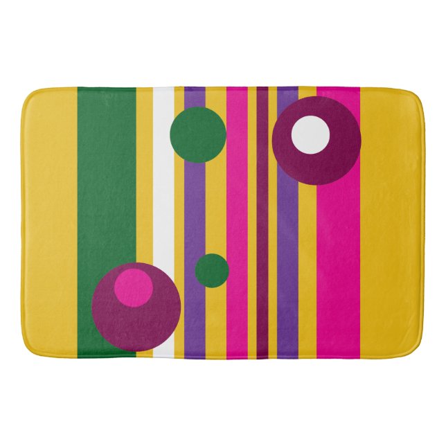 Tapis De Bain cercles et rayures audacieux moderne (Devant)