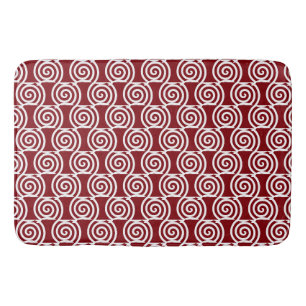 Tapis De Bain Cercles spiraux Abstraits en Bourgogne & Bain Blan