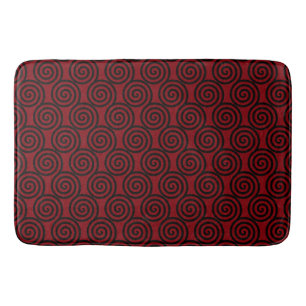 Tapis De Bain Cercles spiraux Abstraits en Bourgogne & Noir