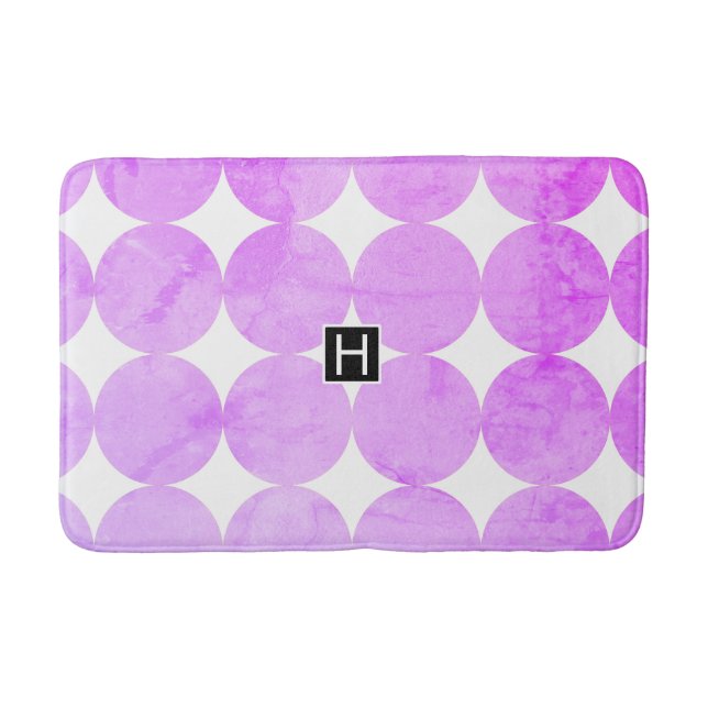 Tapis De Bain Cercles violets modernes | Monogramme (Devant)