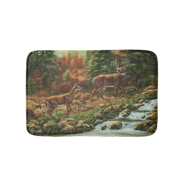 Tapis De Bain Cerf blanc et cascade (Devant)