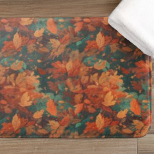 Tapis De Bain Chaleureux Feuilles rustiques d'aquarelle - Boho e
