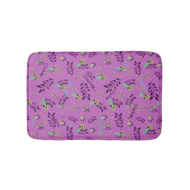 Tapis De Bain Champignons Lilac et Jaune Cute Personnalisé (Devant)