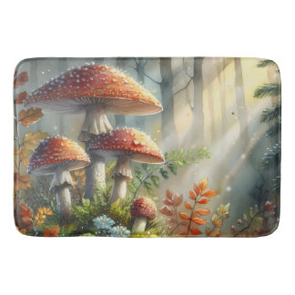 Tapis De Bain Champignons sauvages des bois Forêt magique Lumièr