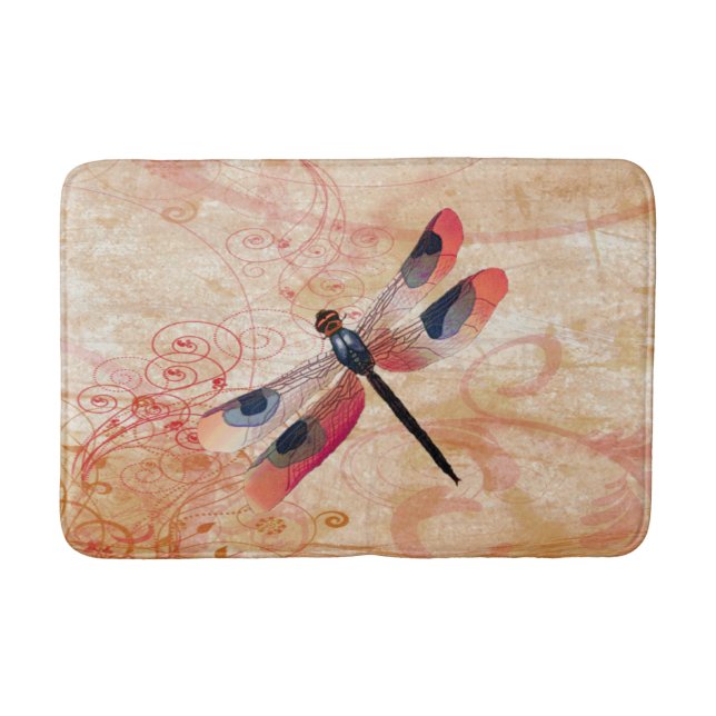 Tapis De Bain Chapeau de bain fleuri de libellules (Devant)