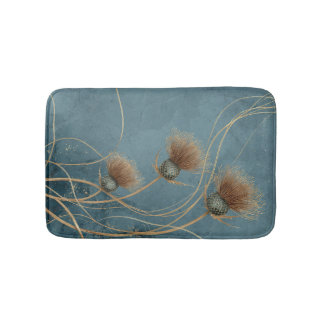Tapis De Bain Chardon Doré Bleu Canard Texture Élégance